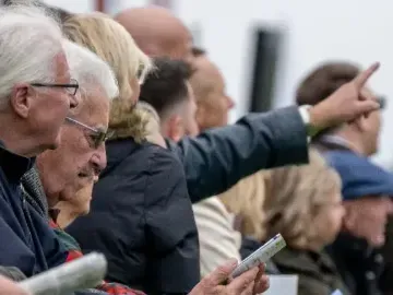 Crowd watching horse racing
