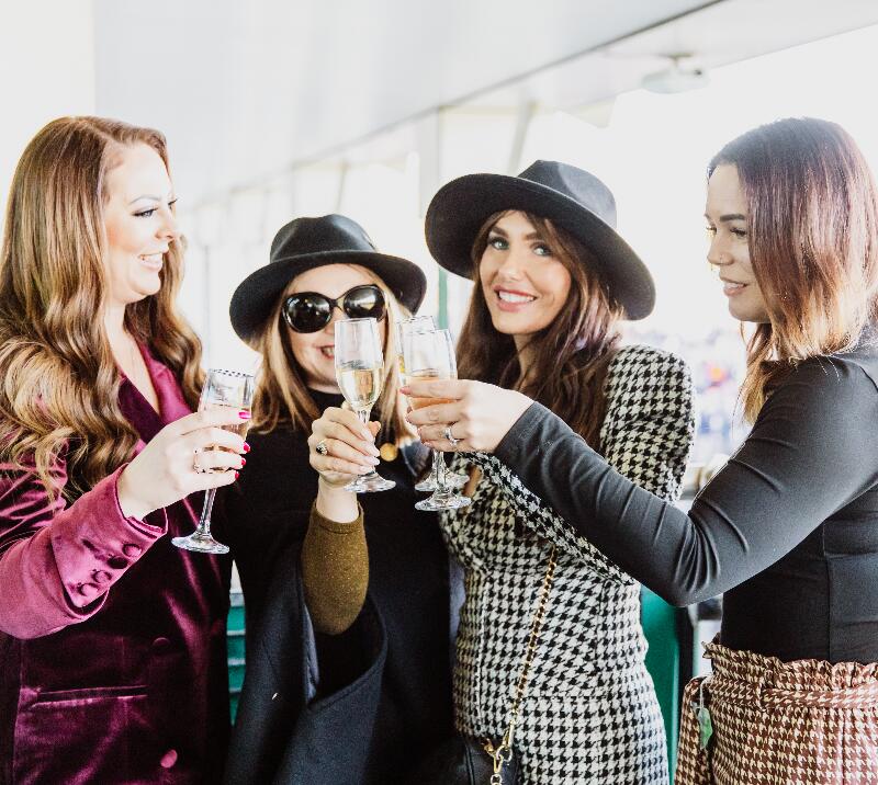 Ladies enjoying a drink.