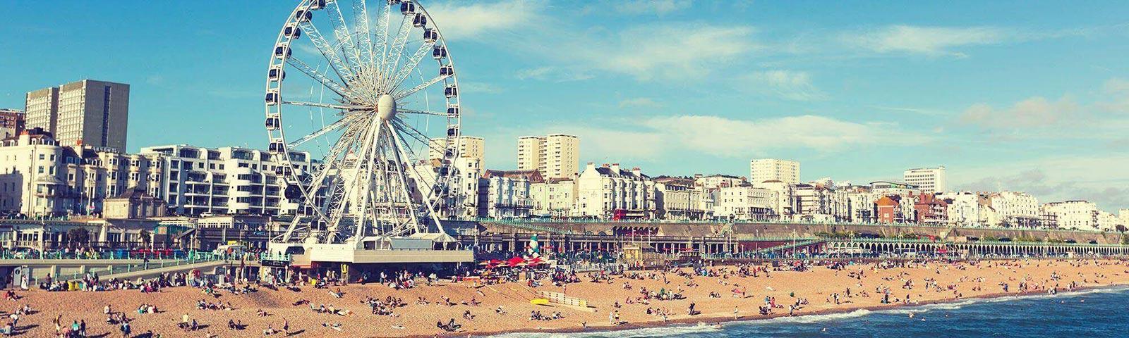Brighton beach with the large ferris wheel
