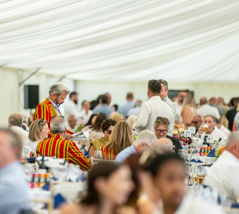 A busy hospitality marquee at Brighton Races